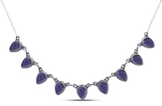 Kette 925 Silber Amethyst lila Stein Edelstein Collier Silber Damen Sterling Silber Halskette Geschenk (MCO-001-01)