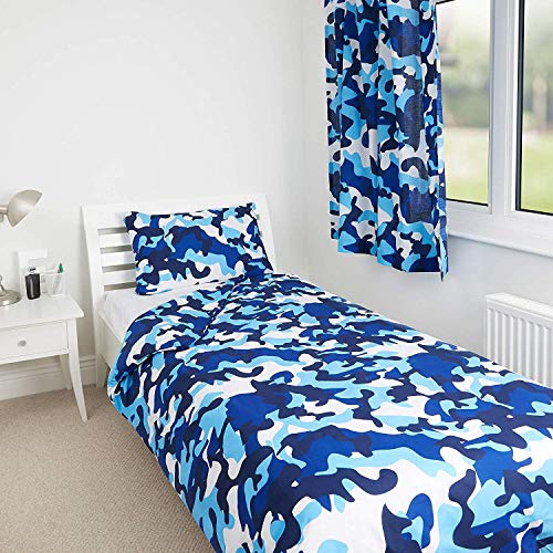 Zappi Co Blue Camo Camouflage Design Kids Boys Girls Bedroom Curtains 72'' Drop