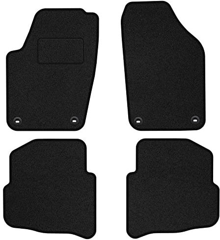 MOTOS Standard Velours-Fußmatten passend für Volkswagen Polo IV 2002-2009 runde Befestigungen - Standard, Gewebt, Schwarz fußmatten auto - Erleben Sie neuen Fahrkomfort mit einem Automatten Satz für I