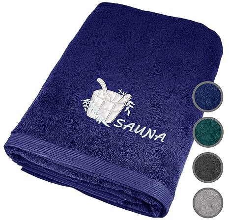 Lashuma XXL Saunahandtuch Blau, Lillby Badehandtuch groß 100x200 cm, Saunatuch 100% Baumwolle