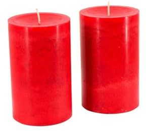 Trendkerzen - Adventskerzen/Stumpenkerzen/Kerzen Weihnachten (Rubin, Groß & Breit: Höhe 13cm / Ø 8cm - 2 Stück)