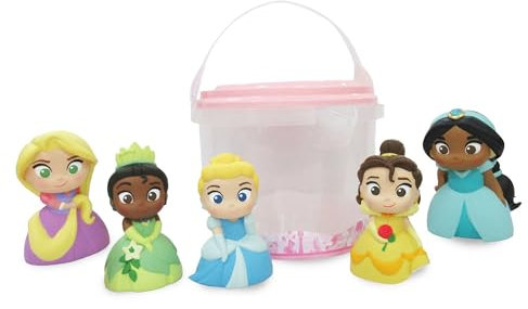 Disney Store Official - Disney Prinzessinnen - Badespielzeugset - 5 Teile - Rapunzel, Belle, Cinderella, Jasmin und Tiana - Eimer mit Siebdeckel - Spielzeug für Bad oder Planschbecken - Ab 6 Monaten