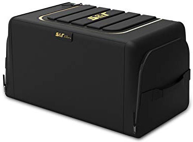 Ergocar Kofferraum Organizer 1680D Oxford Aufbewahrungstasche Multitasche Rücksitz Organizer 3 mal Größe Faltbar Auto Kofferraum-Tasche für Auto/LKW/SUV (Schwarz, 40L Keine Seitentaschen)