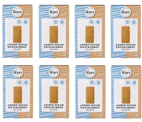 Werz - 4-Korn-Vollkorn-Sesam-Knäckebrot glutenfrei - 150 g - 8er Pack