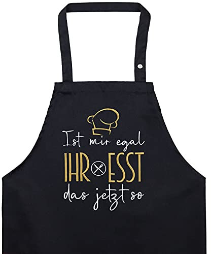 EXPRESS-STICKEREI Schürze Männer/Damen mit lustigem Spruch Ist mir egal - ihr esst das jetzt verstellbare Kochschürze mit Tasche Grillschürze bestickte Latzschürze Herren Küchen Schürze Geschenk