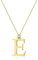 Goldene Damen Halskette 585 14k Gold Gelbgold Kette mit Anhänger Buchstabe E natürlicher echt Diamanten Brillanten Gravur