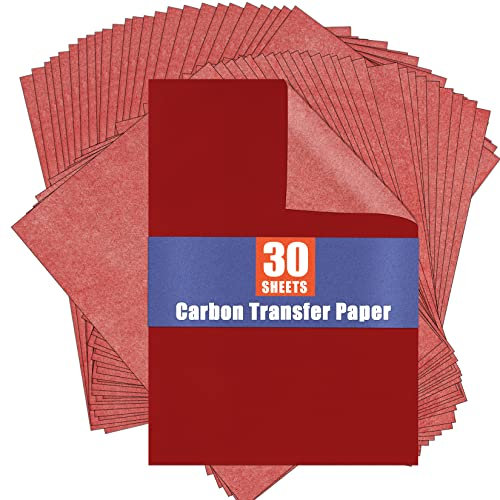 PSLER Kohlepapier zum Nachzeichnen von Graphit-Transferpapieren ¨C 30 St¨¹ck Rot Graphitpapier zum Nachzeichnen von Zeichnungen auf Holzprojekten, Leinwand, Stoff, K¨¹nstlerA4, 21 x 30 cm