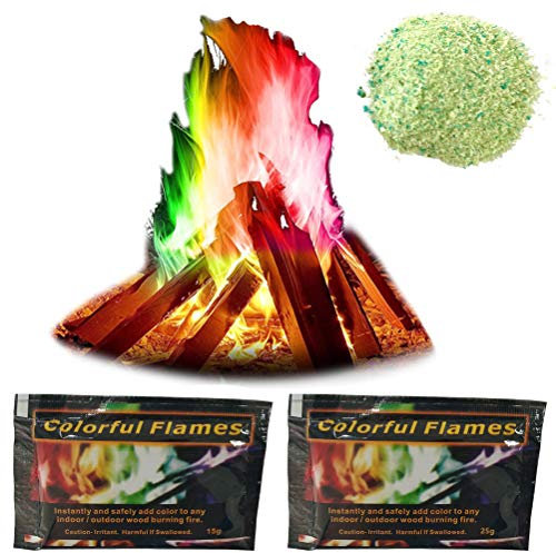 Mystical Fire 2 Packungen Feuerfarben Pulver Bunte Flamme Lagerfeuerkamin Feuer Farbwechsel Pulver Lagerfeuer Kamin Feuerstellen Holzbrenner