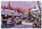 Dipinto su tela in fibra ottica e luci LED grande, motivo natalizio con paesaggio invernale innevato, 60 x 40 cm