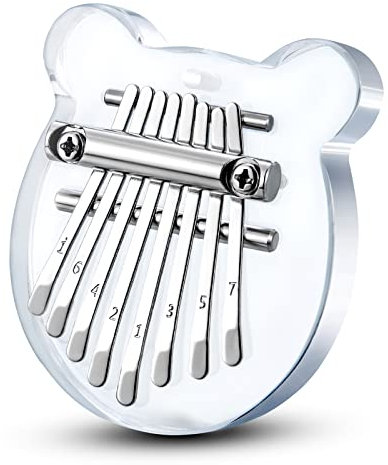 Mini Kalimba Thumb Piano 8 Keys,Portable Solid Wood Mbira Finger Piano for Kids and Adults,Pocket Musical Gifts for Beginners w/Chain