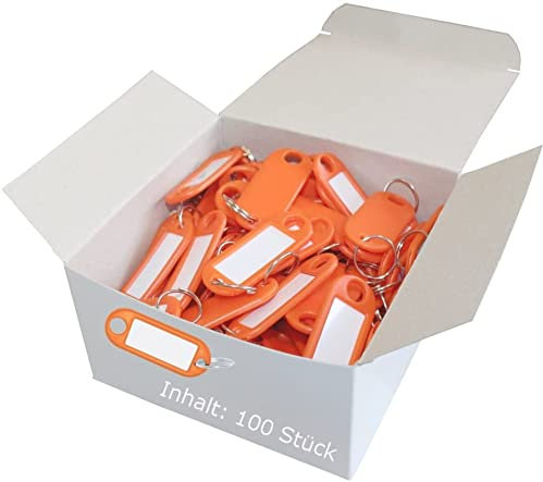 WEDO 262811806 Schlüsselanhänger zum Beschriften | orange | 100 Stück | mit Ring