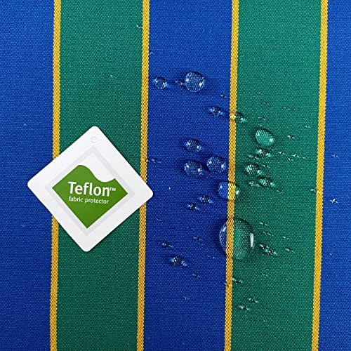 Tela Impermeable por Metros - Lona acrílica - Toldo - Protección Rayos UV (Raya Verde - Azul, 0,50 x 3,20 m)