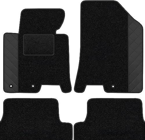 moto-MOLTICO Fußmatten Auto Velours Autoteppiche Schwarz Automatten Set 4-teilig - Auffälliges Design - passend für Hyundai i20 2015-2020 (Schwarzes Muster)