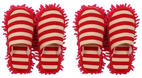 Cabilock Cleaning Mop 2 Paar Super Küche Wohnheim Shop Schuhe - Person Rot Werkzeug Multifunktions Gebrauch Schuh Abstauben Mikrofaser von Gerätehaus Bodenplatte