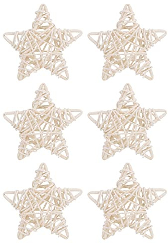 6 Stück Star Rattan Balls Decoration 8,5×8,5 cm Stern Rattankugeln Natürliche Dekoration Rattan Kugeln Stern DIY Crafts Vase Filler Ornament for Wedding Party Christmas Decoration(Weiß)