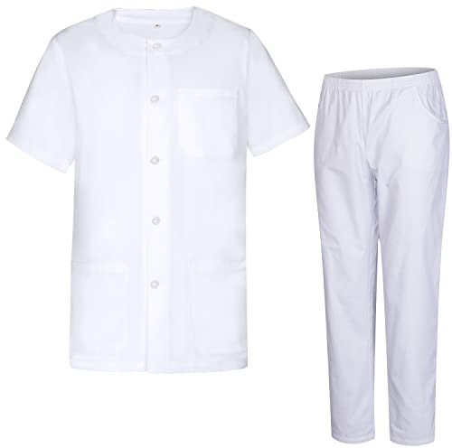 MISEMIYA - Uniforme Sanitario Unisex Uniformes Sanitarios MÉDICOS Conjuntos Sanitarios 833-8312 - S, Blanco