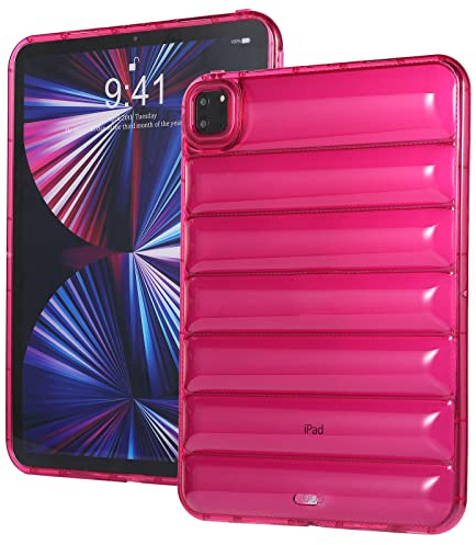 Bumper Case for iPad Pro 11 2022/2021/2020, Techcircle Clear Stylish Down Jacket Desigh Soft TPU Shockproof Protective Light Weight Back Cover for iPad Pro 11-inch 4th/3rd/2nd Generation, Rose