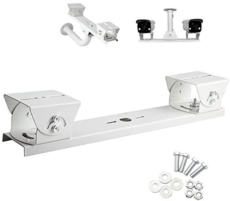 FINXRoll Metal Steel One to Two Horizontal Cross Bar Dual Camera Mount Bracket Extension Bar Horizontal Arm Security Camera Mount Holder for Double Surveillance Camera