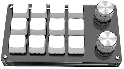Tastiera da Gioco Meccanica Multifunzionale a 12 Tasti, Mini Tastiera Macro a Una Mano con 2 Manopole, Tastiera a Manopola, Plug And Play, per Supporti Musicali per Giochi da Ufficio