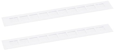uxcell Air Vents Cover, 2Pcs 400 x 50mm - Aluminum Alloy Mesh Air Return Vent Cover, Rectangle Louvered Ventilation Grille for Shoe Cabinet Wardrobe (White)