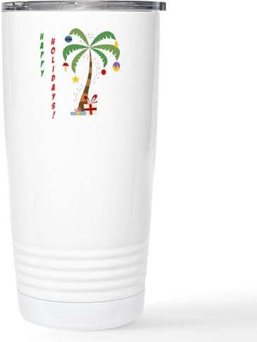 CafePress Holiday Palm Tree Stainless Steel Travel Mug Stainless Steel Travel Mug, Insulated 20 oz. Coffee & Tea Tumbler