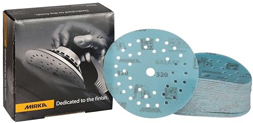 Mirka Galaxy papel de lija epoxi 125mm velcro grano 320 para el lijado de resina epoxi, madera, epoxi, rivertable / 50 unidades discos de lijado
