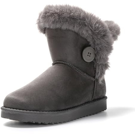 JOMIX Stivali Donna Invernali Bassi con Pelo Stivaletti Pelosi Classici Caldi Comodi e Leggeri Imbottita Pelliccia Sintetica ND6854 (Grigio, 40)