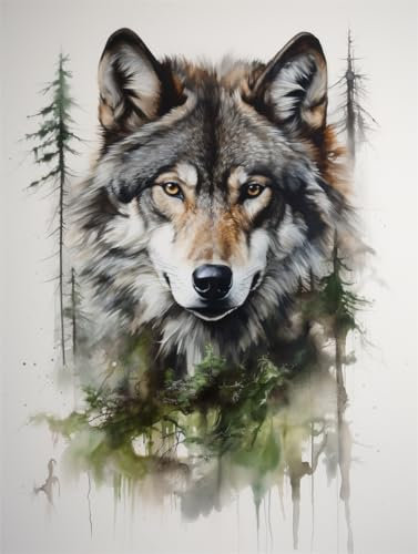 Tableau art déco Modèle de loup animal,40 * 60cmImpression Art Graffiti Peintures sur Toile Abstract Art Toile Tirages pour Kids Room Decor