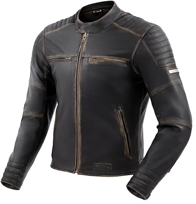 REBELHORN Hunter II Motorradjacke Herren | Leder | Ellbogen, Schulter und Rückenprotektor der Stufe 2 | 2 Belüftungskanäle | Größen bis 7XL