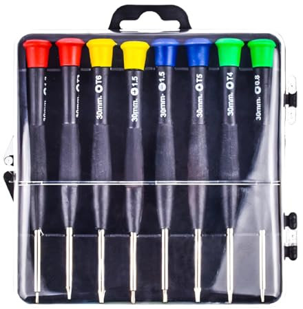 TNSRAY Mini Cacciaviti Precisione, 8 Pezzi Punte da cacciavite di precisione, Professionale, Kit riparazioni smontaggio per Occhiali, Orologio, Smartphone, PC, Laptop, Tablet, Elettronica