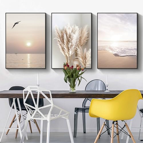 3er Set Poster Bohemian Poster Set Aesthetic Pflanze Bilder Moderne Abstrakt Kunst Wandbilder Boho Deko Bilder,Ohne Rahmen (Poster-12,50x70cm*3Pcs)