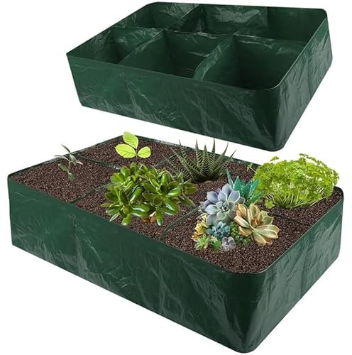 Rectangular Raised Beds Garden Plant Flower Grow Bag,Garden Grow Bed Large Vegetable Planting Bag,Plastic Grow Bags for Herbs,Thickened Divider Gardening Planting Container (6 Grid)