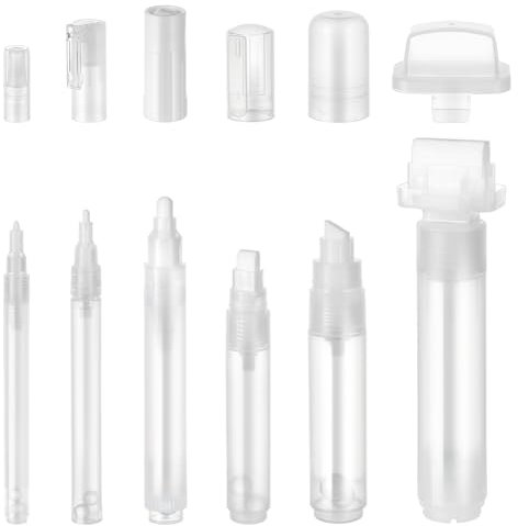 OLYCRAFT 6pcs Set de Marqueurs Graffiti Marqueur à Peinture Rechargeable Transparent 11/13.5/17/18.5/24 mm Set de marqueurs vides pour Peindre sur Bois vêtements Toile Murs Artisanat d'art