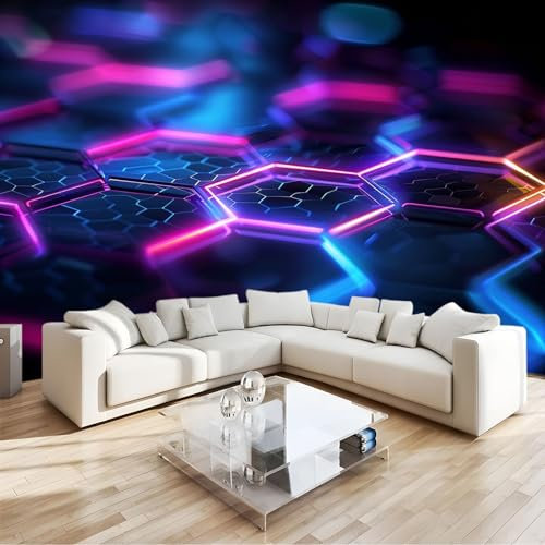3D Fototapete Waben-Sechseck-Geometrie -Wanddeko, Wandbild, Wandtapete - Hochwertige Wanddekoration - 200 x 140 cm Vlies Tapete Wohnzimmer Schlafzimmer