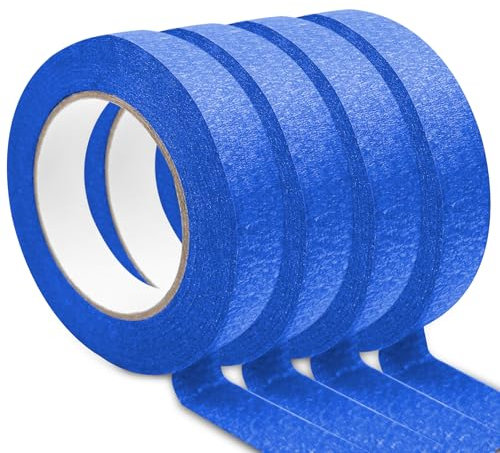 WinGluge 4 Rouleaux Ruban de Masquage 24mmx50 m, Bleu Ruban Adhésif Polyvalent, pour Peinture Décoration Peindre Vernir Rénover