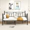VERFARM Tagesbett Bettgestell 90x200 cm Bett, Einzelbett Schlafsofa mit Lattenrost für Gästezimmer Jugendbett, Metallbett Tagesbett Bettrahmen für Schlafzimmer Wohnzimmer, Schwarz