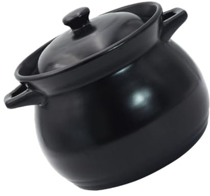 Mikinona 1 Pc Cazuela de sopa rice cooker cocedor de arroz hervidor de arroz cocedora de arroz cazuela casera olla para cocinar sopa olla cazuela con tapa cerámica Black