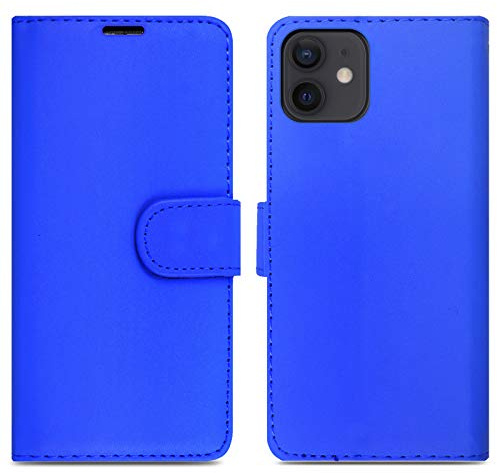 Leather Case For iPhone 12/12 Pro - Wallet Book Flip Folio Stand View Cover For iPhone 12/12 Pro - Blue