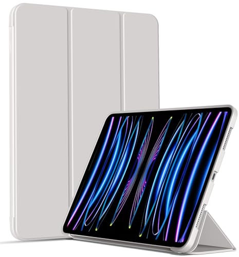 IAMKHO Hülle für iPad Pro 11 Zoll (Modell 2022/2021/2020/2018, 4./3./2./1. Generation), Unterstützung Pencil 2. Aufladung, Weiche TPU Flexible Rückseite Abdeckung, Auto Wachen/Schlafen (Grau)