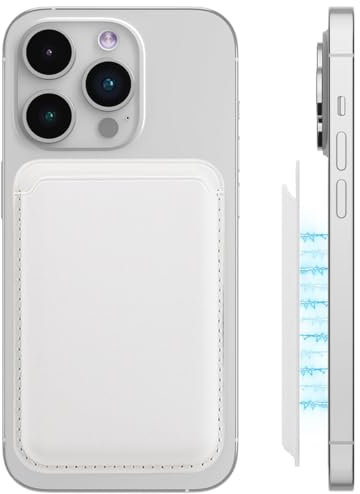 LYQNIHOB 1 Stk, Magnetic Wallet für Handy, Magnetisches Handy Wallet aus veganem Leder, mit rutschfestem Silikon und magnetischem Kartenhalter, RFID-Schutz, Magnetische Geldbörse für iPhone, Weiß
