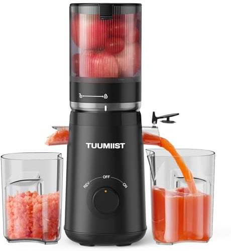 TUUMIIST Entsafter‚ Slow Juicer mit 135MM Extra Großem Einfüllschacht, Entsafter Gemüse und Obst Testsieger anwendbar Ganzes Obst und Gemüse, Leicht zu Reinigen, Hohe Saftausbeute, BPA-Frei