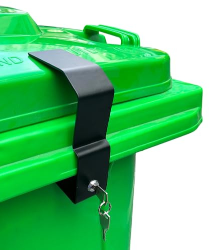 Metall Mülltonnenschloss 240-360 Liter Mülltonnenverriegelung für Müllcontainer und Mülltonnen Outdoor-Mülleimer robustes Edelstahl Mülltonnenverschluss Schloss ohne Bohren, mit Schlüssel