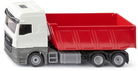 Siku 3518, MAN Muldenkipper, 1:50, Metall/Kunststoff, Rot/Weiß, Spielzeug-LKW für Kinder, Kippbare Mulde, Robustes Design