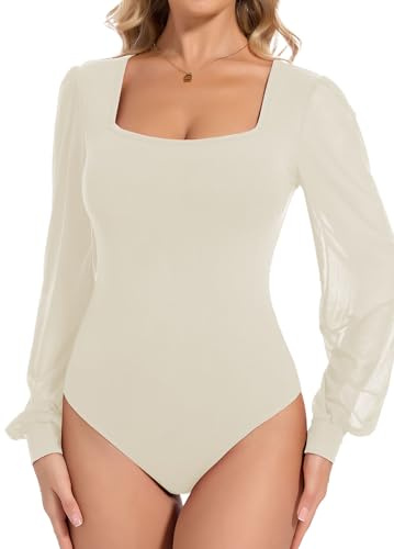 Joyshaper Body Bodysuit Da Donna Langarmbody Elegante Topo Semitrasparente Langärmel