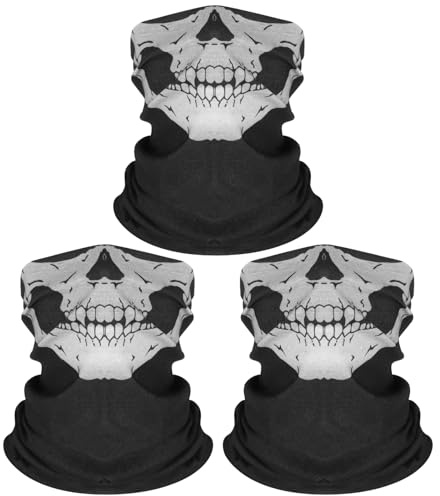 CVNRCLP 3 Stück Motorrad Totenkopf Maske, Sturmmaske, Skull Skelett Maske für Motorrad Fahrrad Ski Halloween, Schwarz