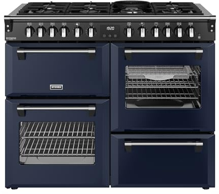 Stoves Richmond Deluxe 110DF 110cm wide Dual Fuel Range Cooker with Gas Hob - Midnight Blue - A Rated