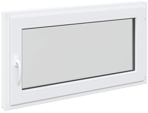 vidaXL Kellerfenster RISOR 110 x 70 cm PVC und Glas Weiß, Modernes Untergeschossfenster Design, Langlebige PVC-Glas-Konstruktion, Energieeffizient, Wärmedämmung, Schallisolierung, Drehbare Funktion