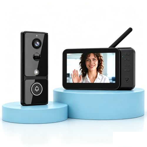 Winnes Video Doorbell with Monitor, No WiFi No App Video Intercom Doorbell 4.3 Screen, Two-Way Audio, Active Live View, PIR Motion Detection, Night Vision, Easy Setup Doorbell Camera for Apartment