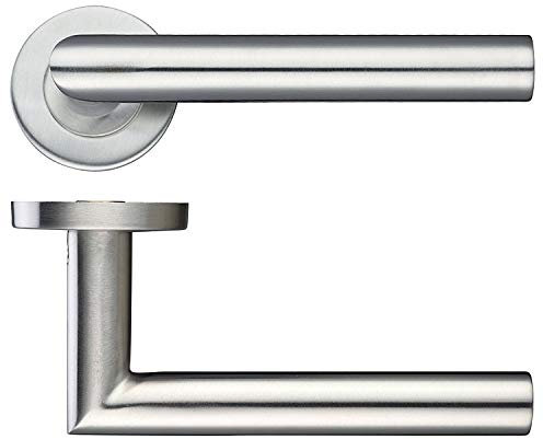 4 X Zoo Mitred Lever Door Handle On Rose Stainless Steel