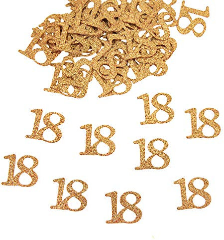 Oblique Unique® 50x Konfetti Zahl 18 in Roségold mit Glitzereffekt für Geburtstag Jubiläum Tisch Deko